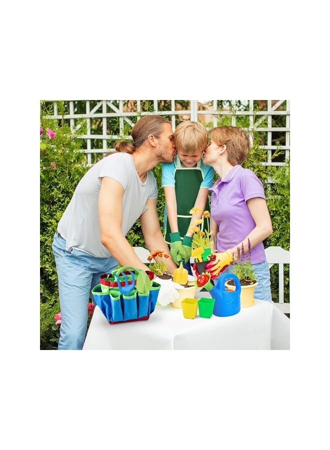 promass Kids Gardening Tool Set 10 PCS- Kids Gardening Tools Shovel Rake Fork Trowel Apron Gloves Watering Can and Tote Bag, Toddler Gardening Tools for Kids Best Toys Gift ( Size : 4 ) - Image 5