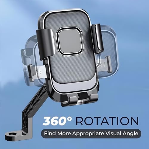 Like Star LikeStar® Mirror Mount Scooty Mobile Holder – 360° Rotation, One-Touch Lock, Anti-Vibration, Shockproof & Secure Grip Phone Mount for All Smartphones – Perfect for Riders & Delivery Use - Image 4