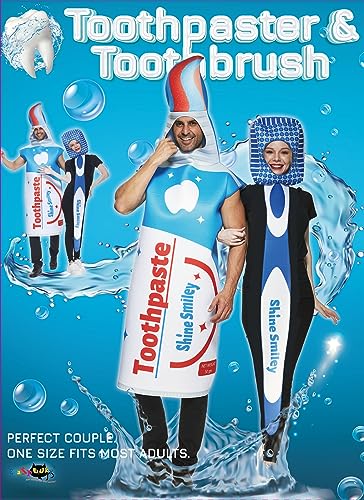 ReneeCho Toothbrush and Toothpaste Costume Halloween Couple Costume Tooth Brushing Costume for Men Women Funny Outfit - Image 2