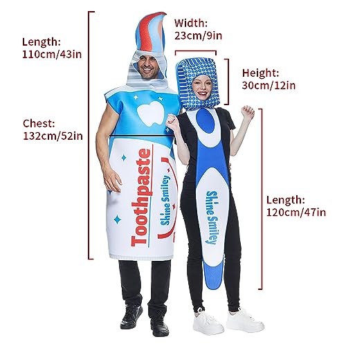 ReneeCho Toothbrush and Toothpaste Costume Halloween Couple Costume Tooth Brushing Costume for Men Women Funny Outfit - Image 4