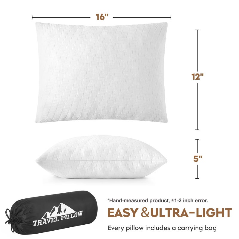 PEUJEW Small Shredded Memory Foam Pillow, Camping Pillow Travel Pillow - Compressible Medium Firm, Breathable Cover, Ideal Backpacking Hiking, Airplane and Car (Off-White, S) - Image 3