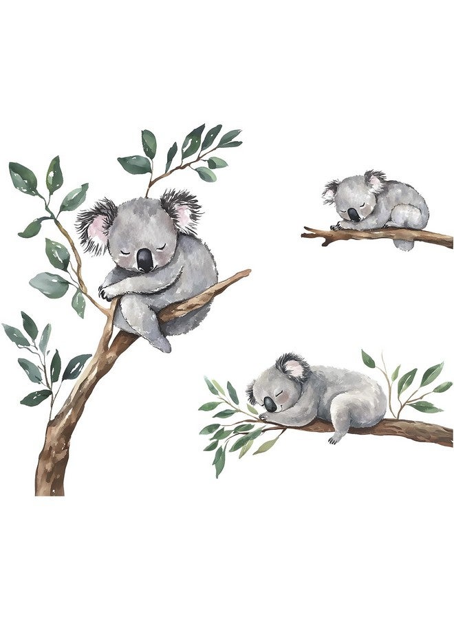 MEFOSS Watercolor Koala on Tree Branch Wall Stickers Large Animal Wall Decals Peel and Stick Kids Baby Bedroom Playroom Nursery Koala Wall Decoration Art - Image 2