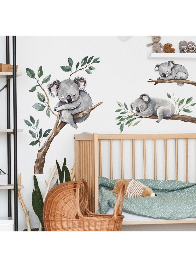 MEFOSS Watercolor Koala on Tree Branch Wall Stickers Large Animal Wall Decals Peel and Stick Kids Baby Bedroom Playroom Nursery Koala Wall Decoration Art - Image 1