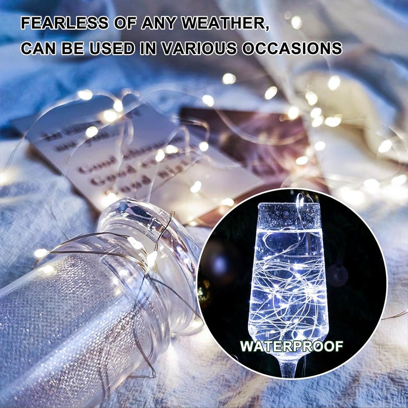 SINAMER 6PCS White Fairy Lights Battery Powered with Timer, 7ft 20LEDs Twinkle Mini Lights with Remote,Waterproof Small Silver Wire Firefly Starry for DIY Wedding Party Christmas - Image 5