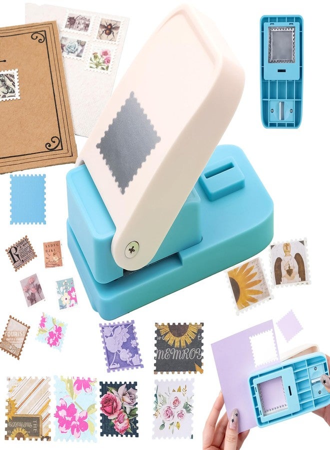 BAOFALI Stamp Puncher 1x1inch Square Postage Stamp Punch |Stamp Hole Puncher| Scalloped Rectangle Lever Action Paper Punches for Crafting Scrapbooking DIY Card Making Arts Crafts Supplies - Image 1