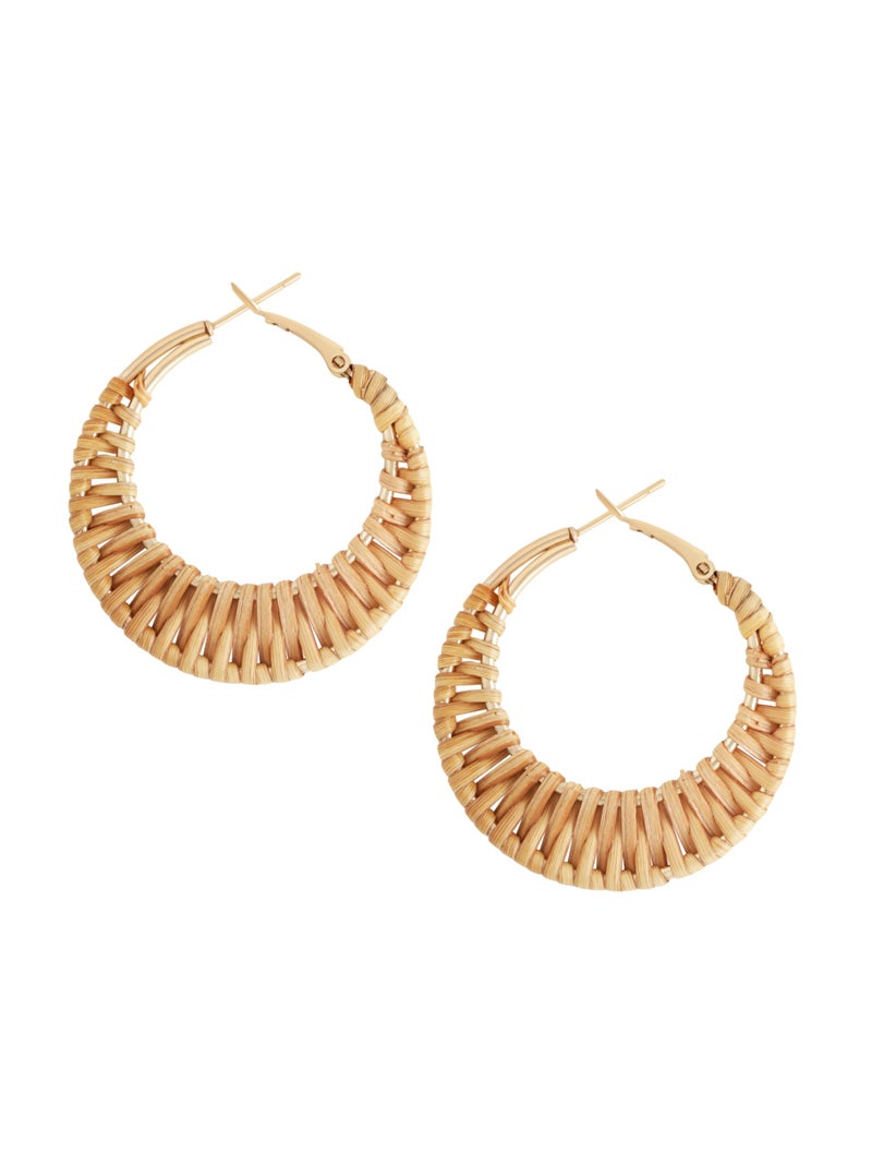 MINACHI Boho Handwoven Rattan Hoop Earrings, Bohemian Summer Beach Statement Jewelry Gift for Women (2) - Image 1