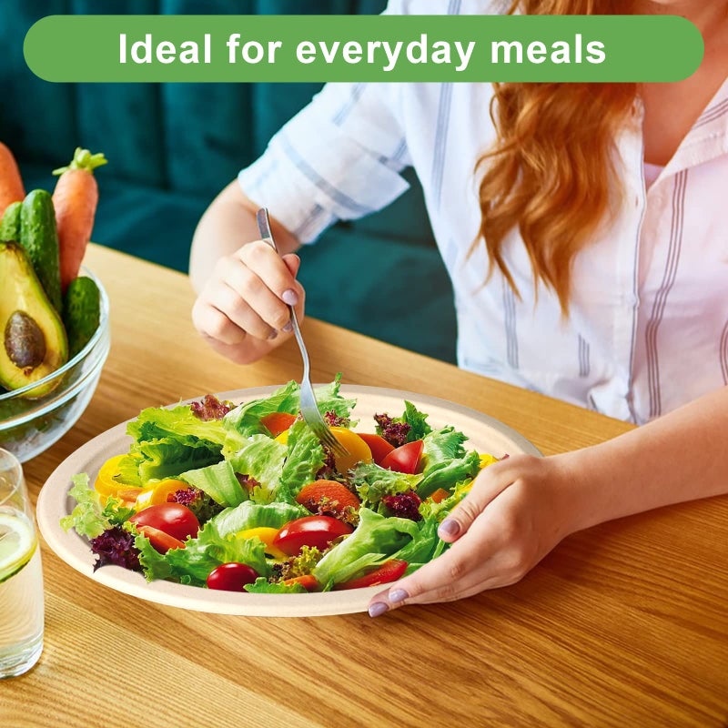 EcoAvance أطباق ورقية كبيرة EcoAvance 12 بوصة 100 حبة أطباق ورقية بيضاوية 100% قابلة للتحلل أطباق ورقية معاد تدويرها أطباق صديقة للبيئة أطباق ورقية بنية ثقيلة أطباق عشاء ورقية - Image 5