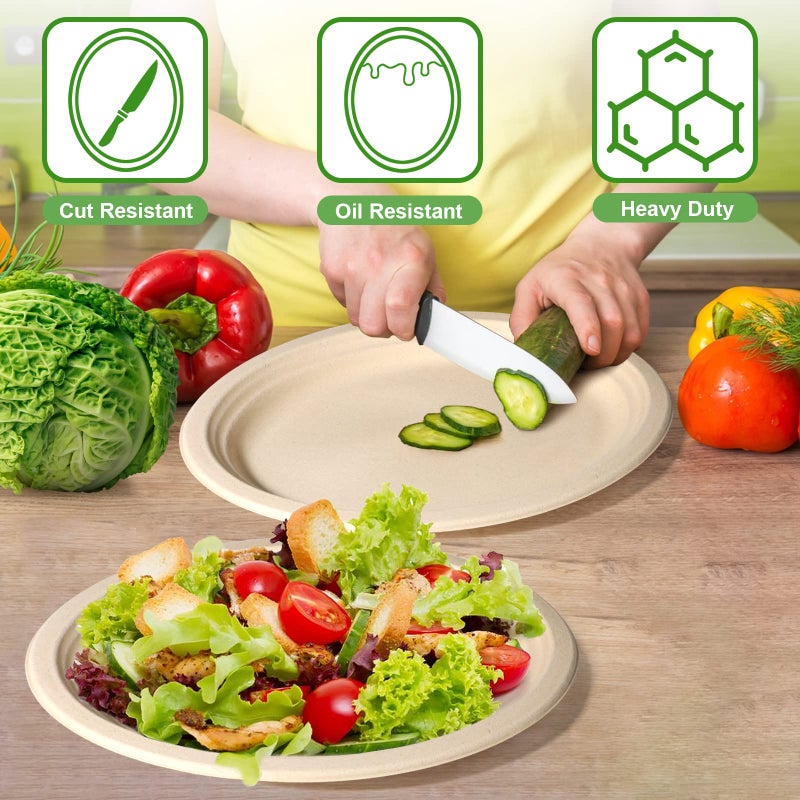 EcoAvance أطباق ورقية كبيرة EcoAvance 12 بوصة 100 حبة أطباق ورقية بيضاوية 100% قابلة للتحلل أطباق ورقية معاد تدويرها أطباق صديقة للبيئة أطباق ورقية بنية ثقيلة أطباق عشاء ورقية - Image 2