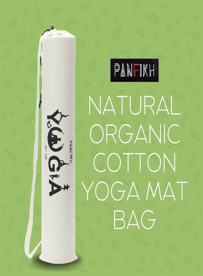 PANFIKH Yoga Mat Bag Holder - Natural Cotton Yoga Mat Cover Bag with Shoulder Strap, Suitable for Yoga Mats up to 8mm Thickness - Image 2