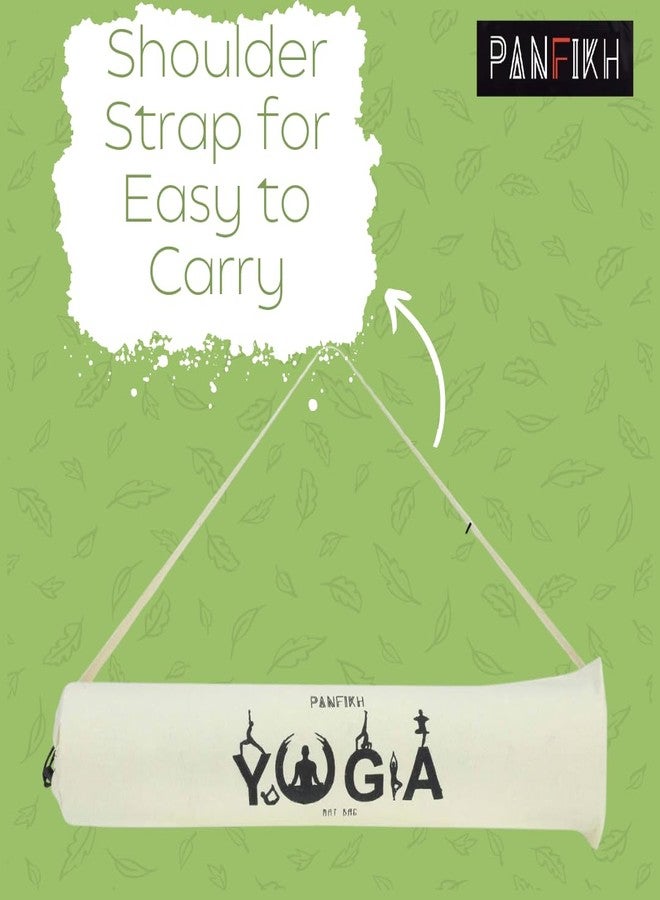 PANFIKH Yoga Mat Bag Holder - Natural Cotton Yoga Mat Cover Bag with Shoulder Strap, Suitable for Yoga Mats up to 8mm Thickness - Image 5