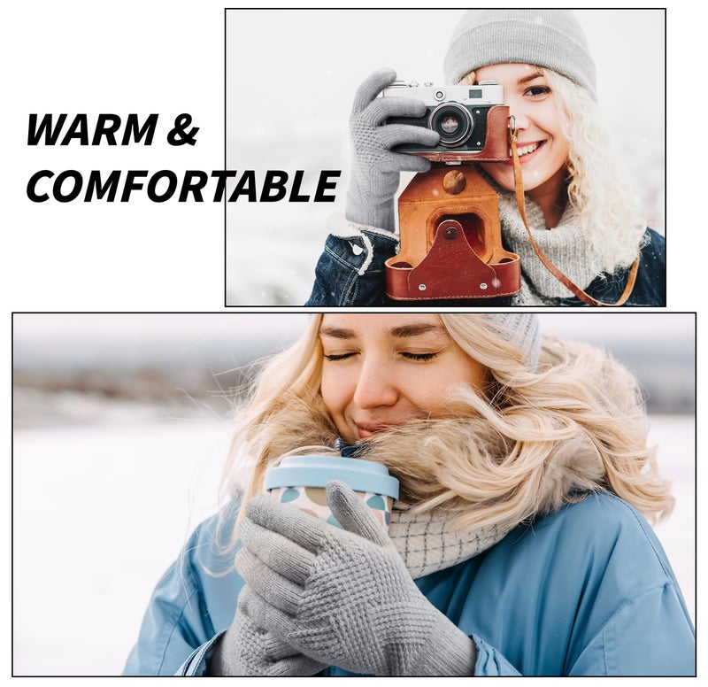 TOBEHIGHER Winter Gloves - Women's Touch Screen Alpaca Fleece Knit Gloves, Elastic Cuffs for Cold Weather Texting - Image 2