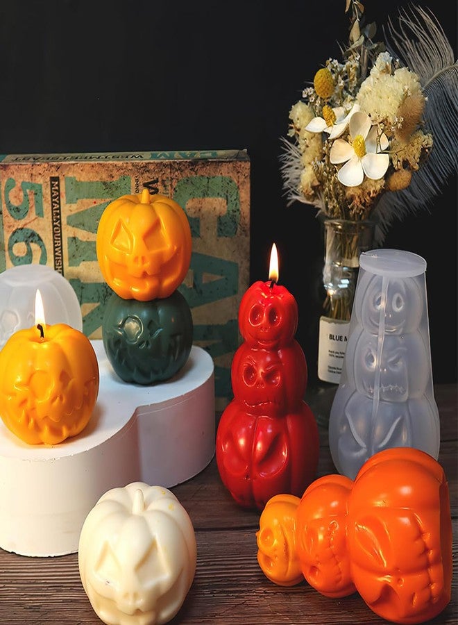 AUOCATTAIL Halloween Pumpkin Candle Mold 3D Silicone Molds for Candle Making DIY Soap Aromatherapy Wax Resin Art Clay Craft Polymer Clay Decoration Supplies - Image 3
