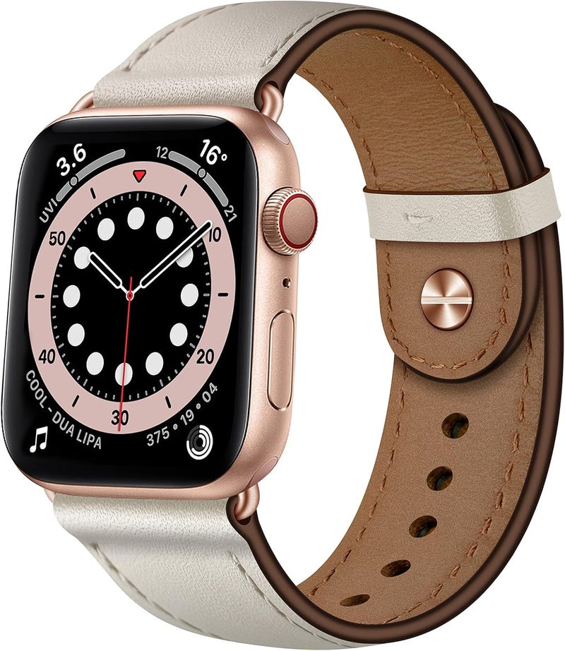 سوار OUHENG المتوافق مع Apple Watch مقاس 45مم 44مم 42مم 41مم 40مم 38مم، سوار بديل من الجلد الطبيعي لساعة iWatch SE والسلسلة 7 6 5 4 3 2 1 - Image 1