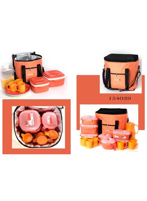 Piece Lunch Bag Square Set Without Bag 33*27*40 cm-Orange