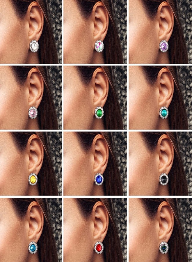 BESTEEL 12 Pairs Hypoallergenic Dance Competition Earrings for Women Acrylic Halo Crystal Rhinestone Stud Earrings Set Multicolor Stage Opera Performance Party 15mm Christmas Stocking Stuffers Gift - Image 4