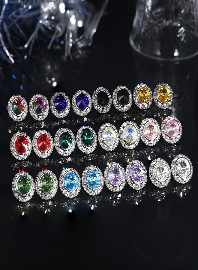 BESTEEL 12 Pairs Hypoallergenic Dance Competition Earrings for Women Acrylic Halo Crystal Rhinestone Stud Earrings Set Multicolor Stage Opera Performance Party 15mm Christmas Stocking Stuffers Gift - Image 5