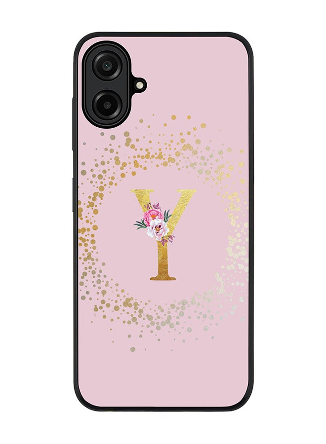 Stylizedd For Samsung Galaxy A07 4G Case,Slim fit Camera Protection, Shockproof Thin Phone cover  - Custom Monogram Floral - Y  (Pink )