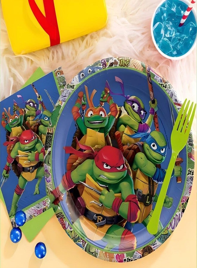 Amscan Multicolor TMNT: Mutant Mayhem Plates - 9" (Pack of 8) - Durable, Eco-Friendly & Fun Design - Perfect for Kids' Party - Image 3
