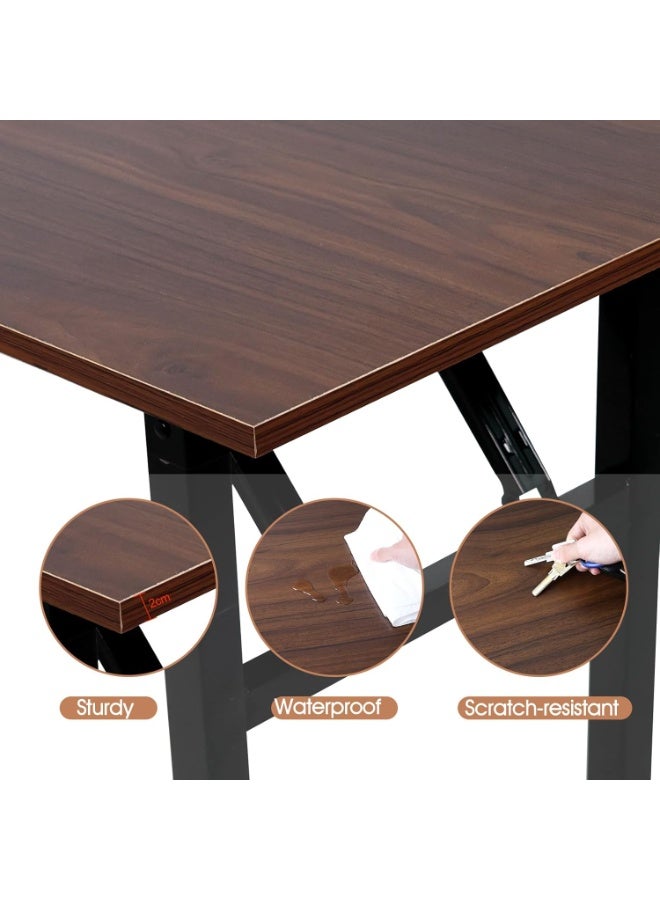 Meishida Adjustable Folding Desk No Install, Portable and Compact Computer Walnut Table Office Table for Home, Office, Study, Dining, Camping, Picnic, and BBQ (Brown, 100 * 50 * 75cm) - Image 5