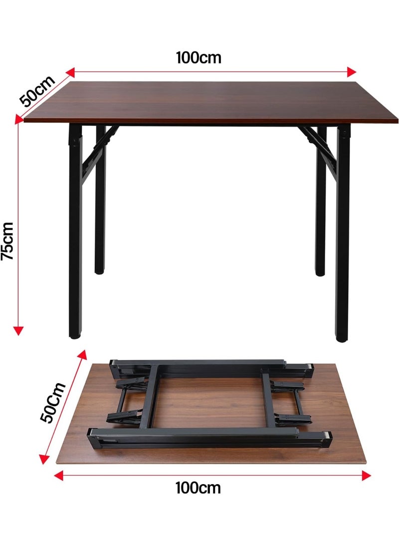 Meishida Adjustable Folding Desk No Install, Portable and Compact Computer Walnut Table Office Table for Home, Office, Study, Dining, Camping, Picnic, and BBQ (Brown, 100 * 50 * 75cm) - Image 2