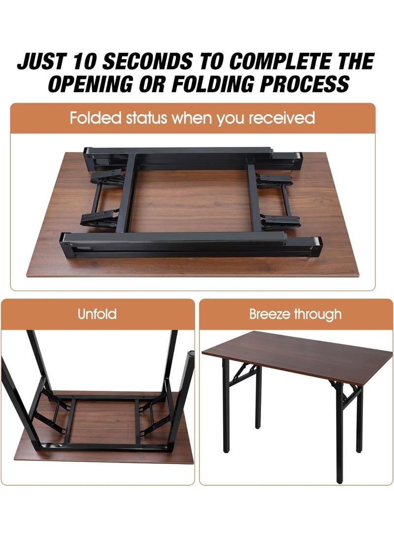 Meishida Adjustable Folding Desk No Install, Portable and Compact Computer Walnut Table Office Table for Home, Office, Study, Dining, Camping, Picnic, and BBQ (Brown, 100 * 50 * 75cm) - Image 3