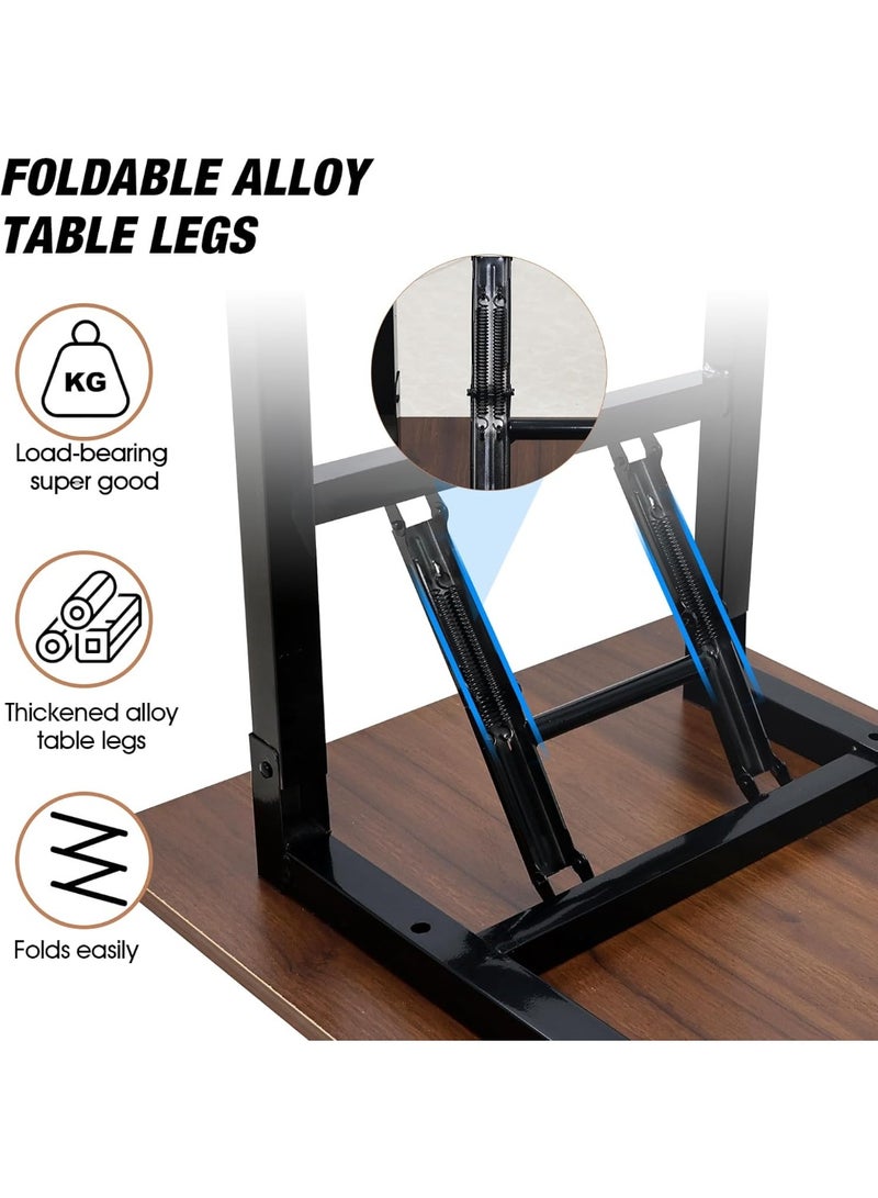 Meishida Adjustable Folding Desk No Install, Portable and Compact Computer Walnut Table Office Table for Home, Office, Study, Dining, Camping, Picnic, and BBQ (Brown, 100 * 50 * 75cm) - Image 4
