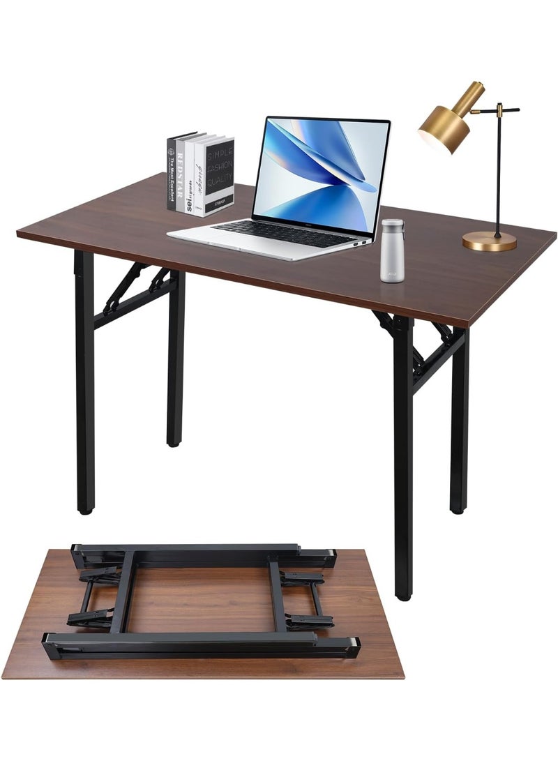 Meishida Adjustable Folding Desk No Install, Portable and Compact Computer Walnut Table Office Table for Home, Office, Study, Dining, Camping, Picnic, and BBQ (Brown, 100 * 50 * 75cm) - Image 1