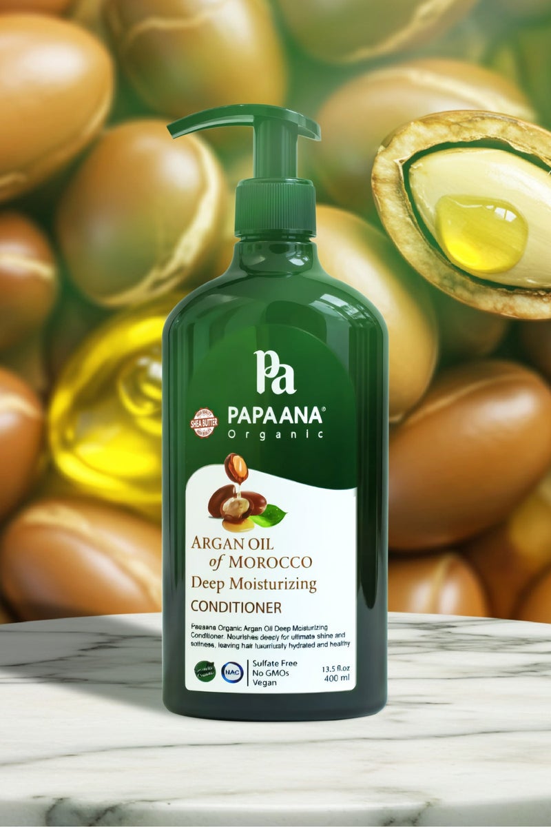 Papaana Organic Argan Oil of Morocco Deep Moisturizing Conditioner with Shea Butter – 400ml, Restores & Hydrates Dry, Damaged Hair with Shea Butter & Argan Oil of Morocco Hair Mask with Shea Butter – 350ml, Deep Conditioning for Soft, Hydrated & Revitalized Hair with Shea Butter & Argan Oil of Morocco Hair Serum – 50ml, Nourishing & Hydrating Treatment for Strong, Shiny Hair & Argan Oil of Morocco Deep Moisturizing Shampoo with Shea Butter – 400ml, Restores & Hydrates Dry, Damaged Hair with Shea ButterBundle - Image 2