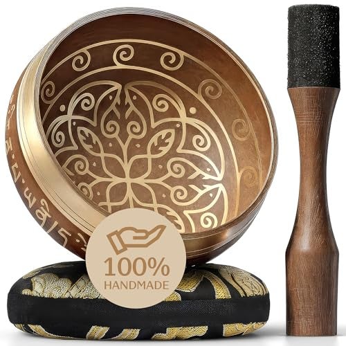 Silent Mind Tibetan Singing Bowl Set – Easy to Play & Beginner Friendly Meditation Bowl with Cushion & Mallet | Stress Relief & Mindfulness | Gift-Ready - Image 1
