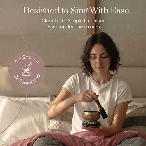 Silent Mind Tibetan Singing Bowl Set – Easy to Play & Beginner Friendly Meditation Bowl with Cushion & Mallet | Stress Relief & Mindfulness | Gift-Ready - Image 2