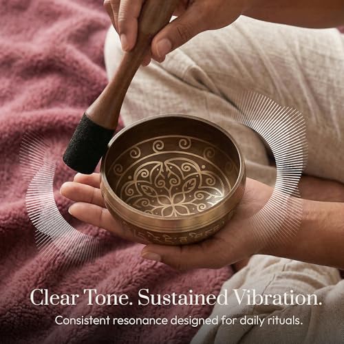 Silent Mind Tibetan Singing Bowl Set – Easy to Play & Beginner Friendly Meditation Bowl with Cushion & Mallet | Stress Relief & Mindfulness | Gift-Ready - Image 3