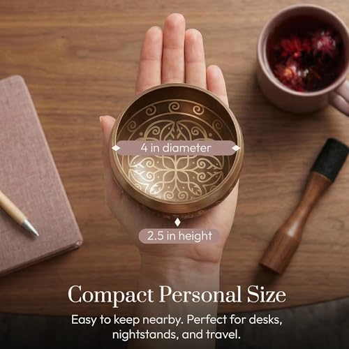 Silent Mind Tibetan Singing Bowl Set – Easy to Play & Beginner Friendly Meditation Bowl with Cushion & Mallet | Stress Relief & Mindfulness | Gift-Ready - Image 4