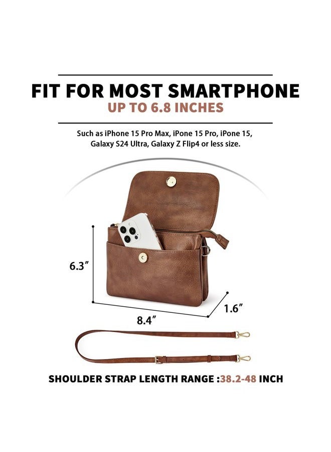 CHOLISS Small Crossbody Bags for Women Leather Phone Bag Purses, A1-retro Brown, Crossbody - Image 3