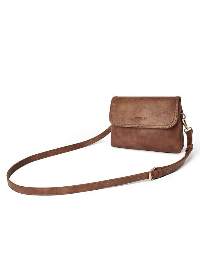 CHOLISS Small Crossbody Bags for Women Leather Phone Bag Purses, A1-retro Brown, Crossbody - Image 1