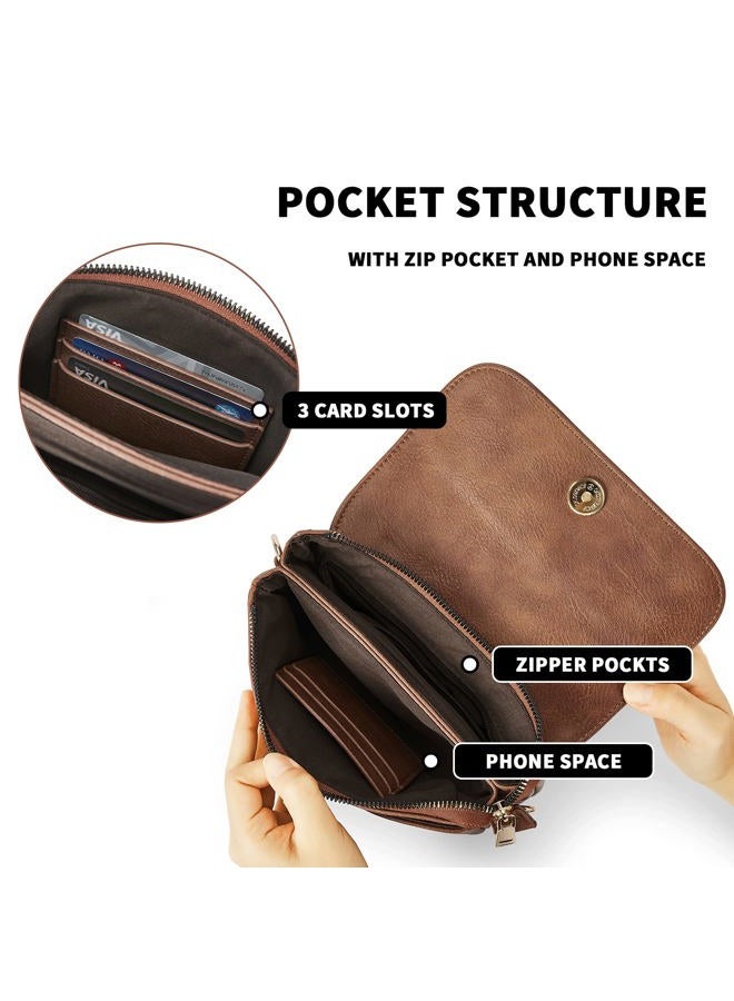 CHOLISS Small Crossbody Bags for Women Leather Phone Bag Purses, A1-retro Brown, Crossbody - Image 4