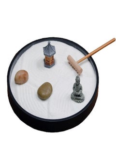 Nature's Mark Mini Zen Garden Kit for Desk with Rake, White Sand, Black Round Base, Miniature Pagoda Figure, River Rocks and Miniature Buddha Figure (6Lx6W Round B) - pzsku/ZD53830F203AC9E3A0D60Z/45/_/1692952783/54613ff4-a962-48c1-97ca-2584177318d1