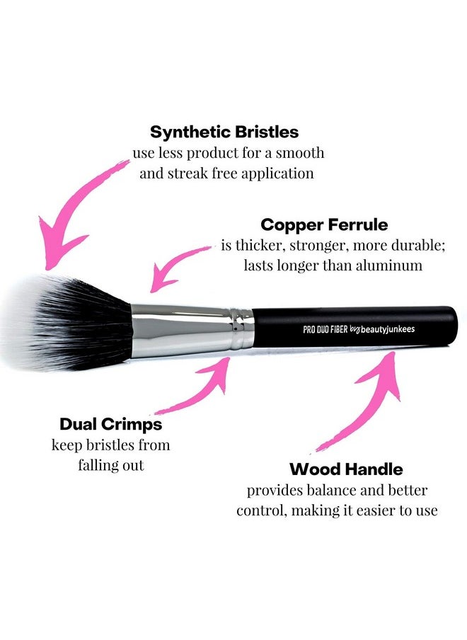 Beauty Junkees Domed Blush Bronzer Brushbeauty Junkees Duo Fiber Contour Brush For Contouring Sculpting Highlighting Blending Buffing With Powder Cream Liquid Cosmetics Synthetic Vegan Makeup Brushes  - Image 3