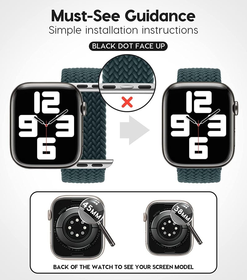 Braided Solo Loop Nylon Strap for Apple Watch, Elastic Bracelet for Series Ultra 2 | 9 | 8 Ultra | 8 | 7 | 6 | 5 | 4 | 3 | SE with metal connectors - Image 4
