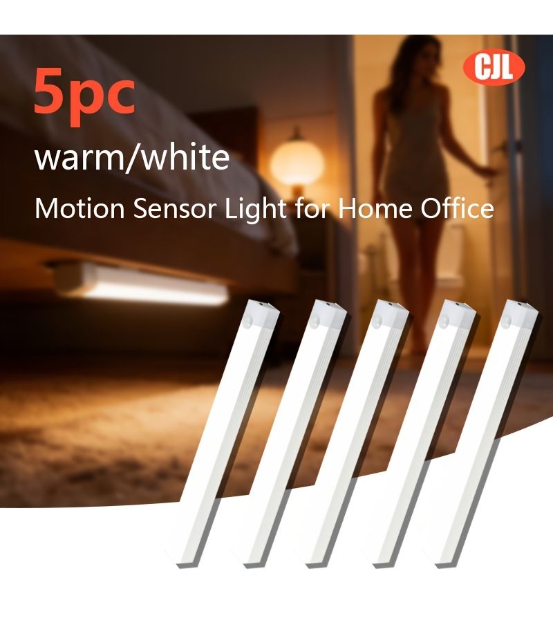 5 عبوات من أضواء LED تعمل بالحركة بحجم 10 سم (3.9 بوصة) ضوء أبيض شحن مغناطيسي عبر USB تحكم ذكي في الإضاءة سهل التركيب لغرفة النوم المطبخ خزانة الملابس - Image 1