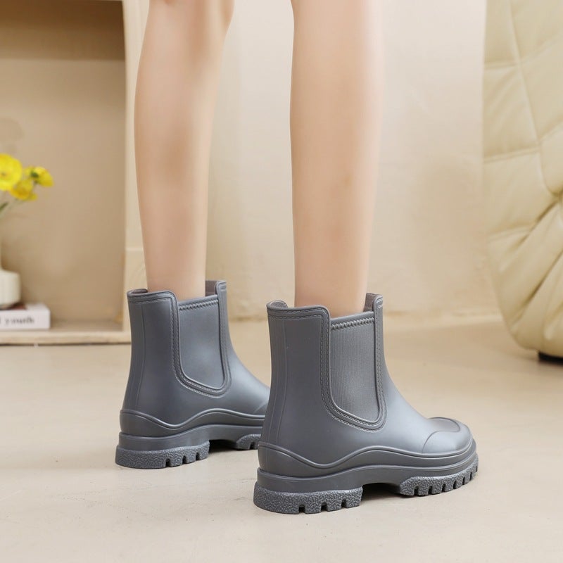 Ladies New Water Shoes Lightweight Slip-resistant Kitchen Rain Boots Dark gray 