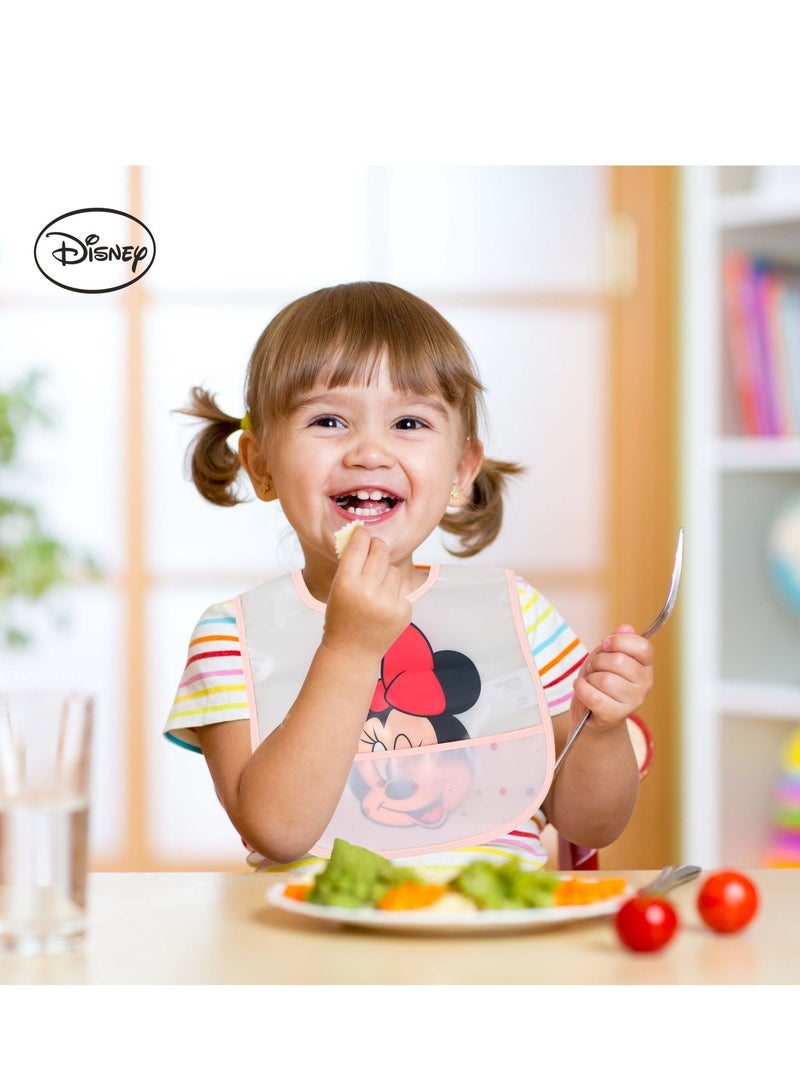 Disney Minnie Mouse Pack Of 2 Apron Bibs - Washable, Stain And Odor Resistant, 100% Water-Proof. Age: 6 – 24 Months (Official Disney Product) - Image 3