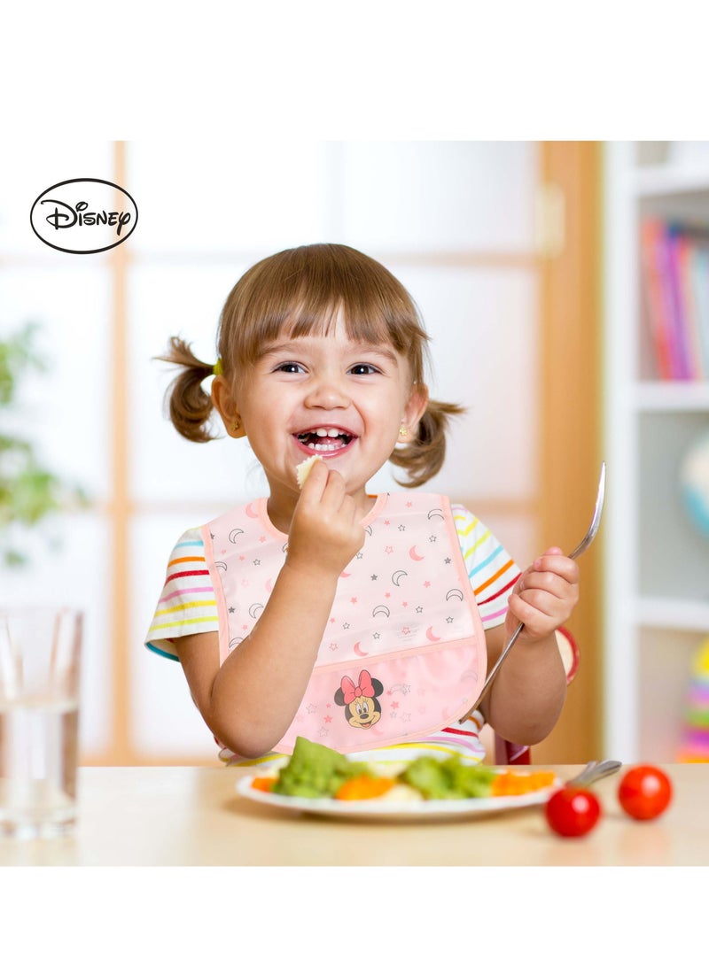 Disney Minnie Mouse Pack Of 2 Apron Bibs - Washable, Stain And Odor Resistant, 100% Water-Proof. Age: 6 – 24 Months (Official Disney Product) - Image 4