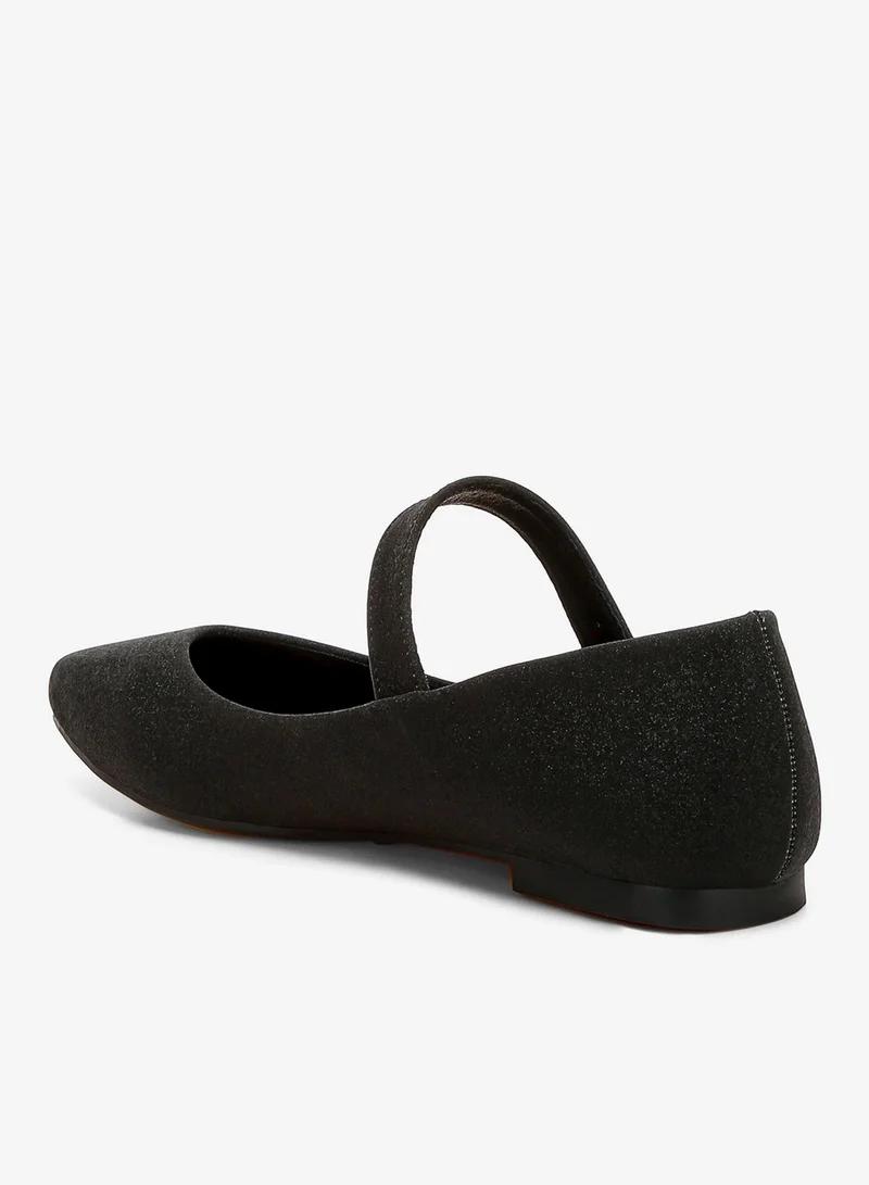 London Rag Glitter Pin Buckle Ballerinas in Black