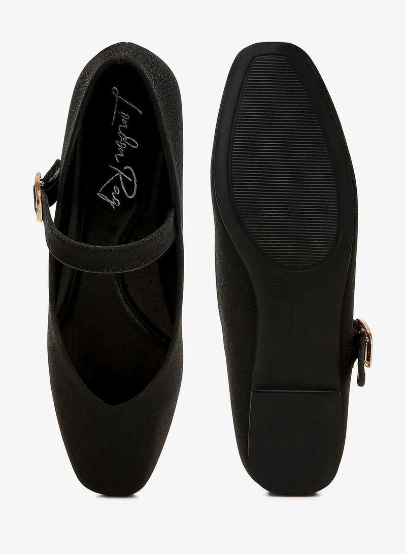 London Rag Glitter Pin Buckle Ballerinas in Black