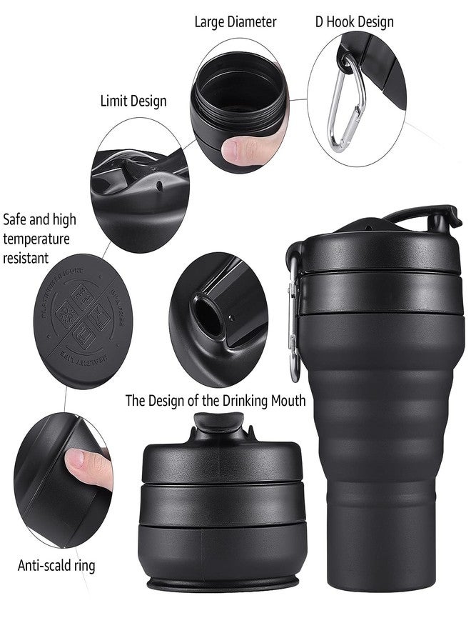 EASYXQ Collapsible Coffee Cup, 16 OZ 480ml Silicone Folding Camping Cup, Leak Proof BPA Free Portable Cup, Travel mug with Lids for hiking (Black) - Image 5