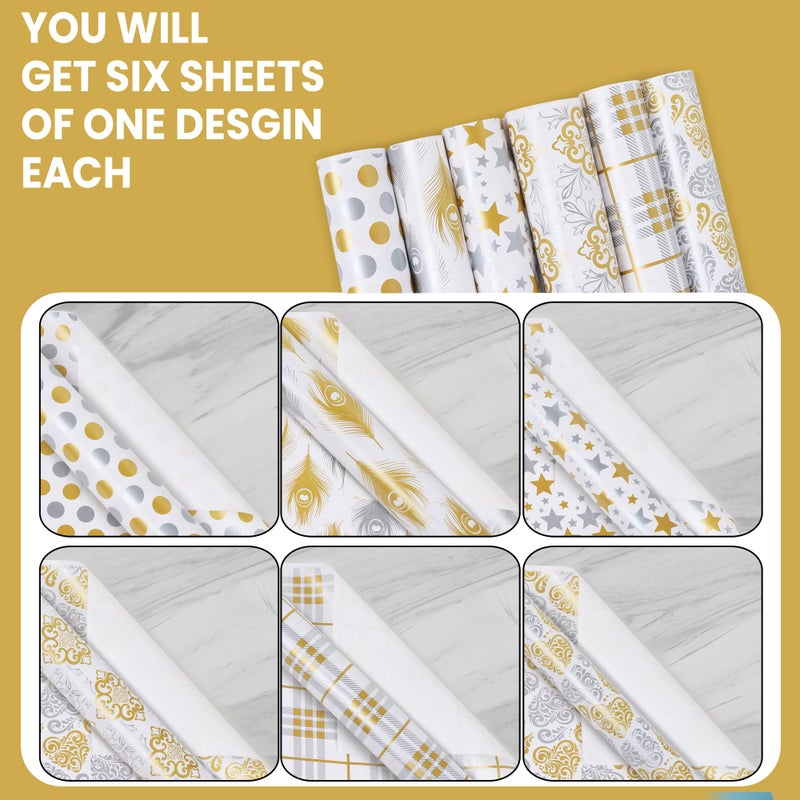 OFIXO (MD2) Premium Design Gift Wrapping Paper Sheet, Gift Wrap Roll, Gift Papers Sheets, Gift Cover Rapping Paper, Gift Packing Materials, Paper sheet for Gift Packing (Mix Design - Pack of 6) - Image 2