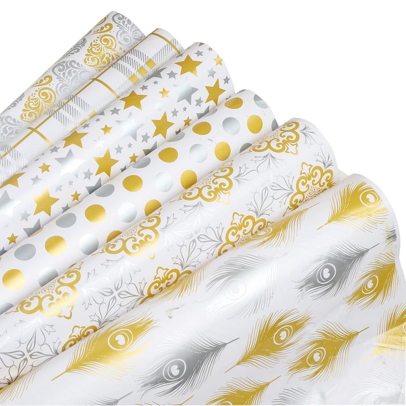 OFIXO (MD2) Premium Design Gift Wrapping Paper Sheet, Gift Wrap Roll, Gift Papers Sheets, Gift Cover Rapping Paper, Gift Packing Materials, Paper sheet for Gift Packing (Mix Design - Pack of 6) - Image 1