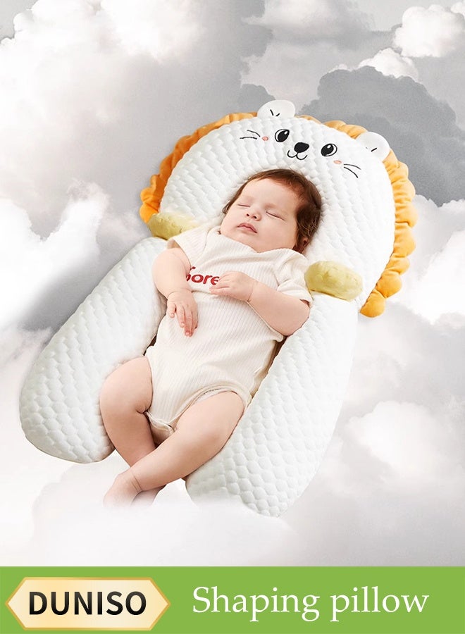 DUNISO Family Nursing Pillow, Baby Head Shaping Pillow, Anti-Spit-Up Ramp Pillow With Safety Fence, Anti-Roll Baby Pillow, Height-Adjustable Anti-Breastfeeding Nursing Pillow, Anti-Reflux, Anti-Choking And Anti-Spilling Milk, 2 In 1 Crib Wedge Pillow And Non-Slip Foot Pad For 0-6 Months Boys And Girls, Summer Breathable Shaping Pillow For Soothing Sleep - Image 1