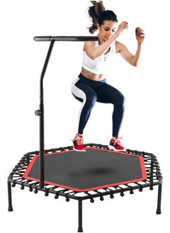 Arabest Mini Fitness Trampoline, 40 Inch Foldable Rebounder Trampoline with Handrail and Safety Pad for Kids Adults Indoor Outdoor Workout Cardio Exercise  - Image 1