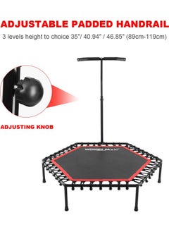 Arabest Mini Fitness Trampoline, 40 Inch Foldable Rebounder Trampoline with Handrail and Safety Pad for Kids Adults Indoor Outdoor Workout Cardio Exercise  - Image 2